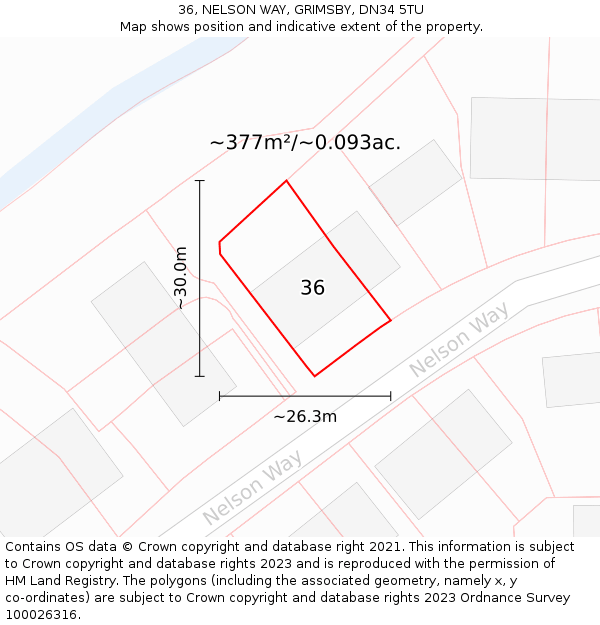 36, NELSON WAY, GRIMSBY, DN34 5TU: Plot and title map