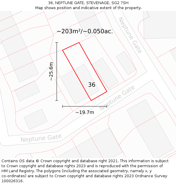 36, NEPTUNE GATE, STEVENAGE, SG2 7SH: Plot and title map