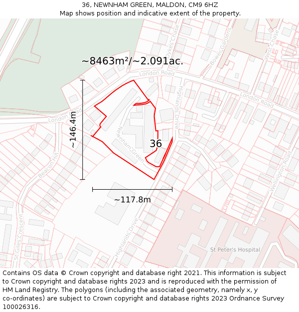 36, NEWNHAM GREEN, MALDON, CM9 6HZ: Plot and title map