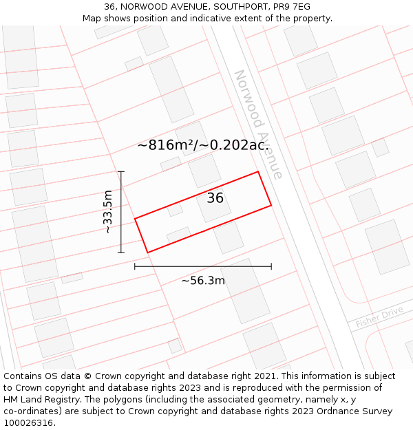 36, NORWOOD AVENUE, SOUTHPORT, PR9 7EG: Plot and title map