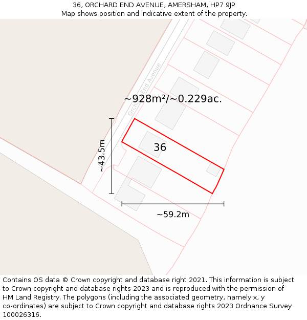 36, ORCHARD END AVENUE, AMERSHAM, HP7 9JP: Plot and title map