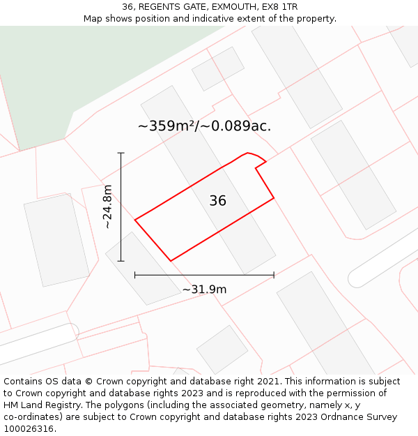 36, REGENTS GATE, EXMOUTH, EX8 1TR: Plot and title map