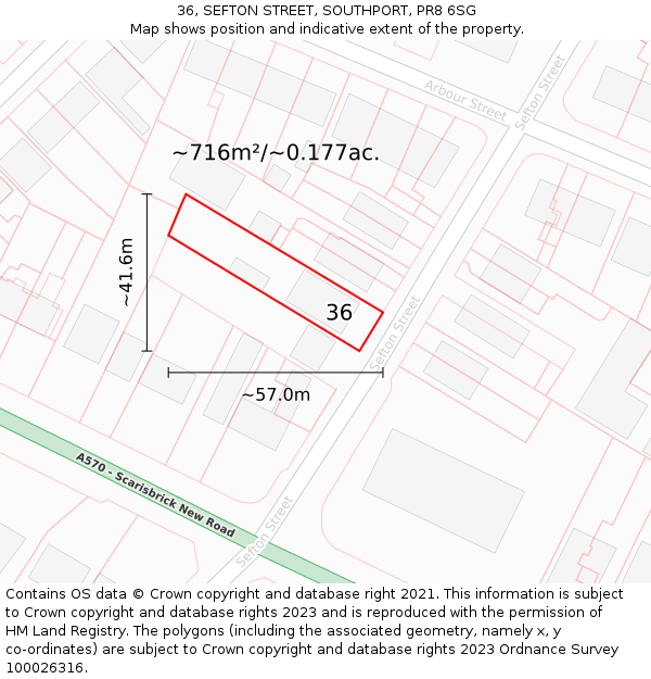 36, SEFTON STREET, SOUTHPORT, PR8 6SG: Plot and title map