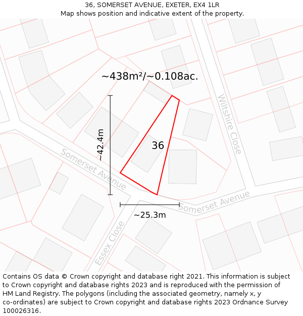 36, SOMERSET AVENUE, EXETER, EX4 1LR: Plot and title map