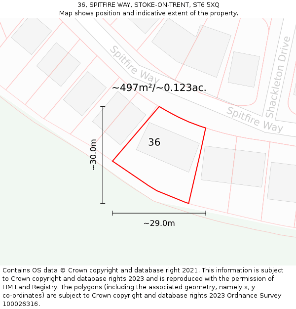 36, SPITFIRE WAY, STOKE-ON-TRENT, ST6 5XQ: Plot and title map
