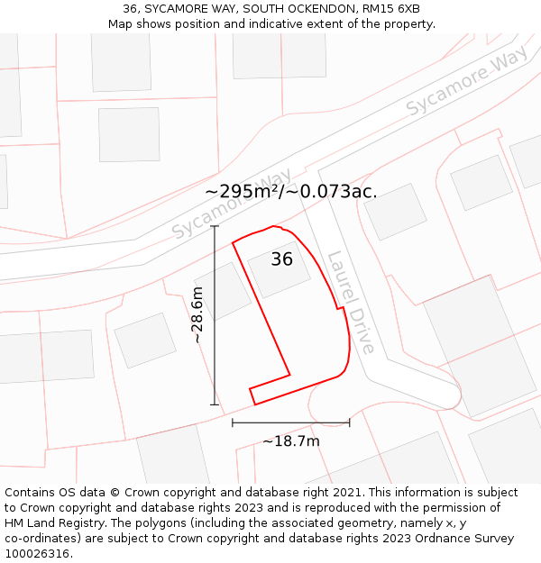 36, SYCAMORE WAY, SOUTH OCKENDON, RM15 6XB: Plot and title map