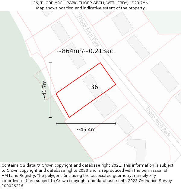 36, THORP ARCH PARK, THORP ARCH, WETHERBY, LS23 7AN: Plot and title map