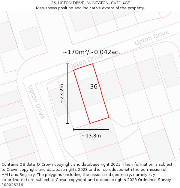 36, UPTON DRIVE, NUNEATON, CV11 4GF: Plot and title map