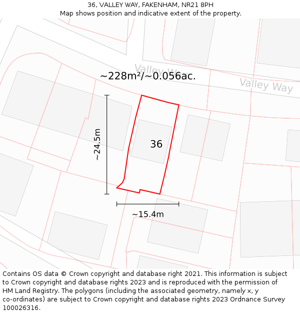 36, VALLEY WAY, FAKENHAM, NR21 8PH: Plot and title map