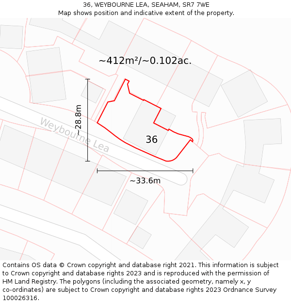 36, WEYBOURNE LEA, SEAHAM, SR7 7WE: Plot and title map