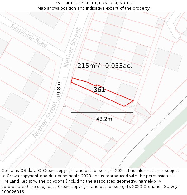 361, NETHER STREET, LONDON, N3 1JN: Plot and title map