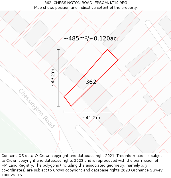 362, CHESSINGTON ROAD, EPSOM, KT19 9EG: Plot and title map