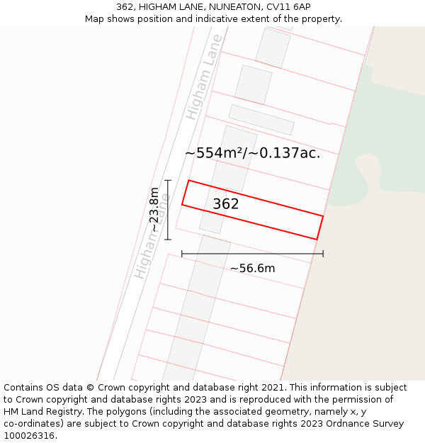 362, HIGHAM LANE, NUNEATON, CV11 6AP: Plot and title map