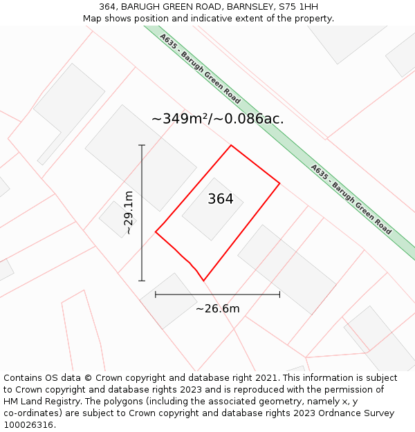364, BARUGH GREEN ROAD, BARNSLEY, S75 1HH: Plot and title map