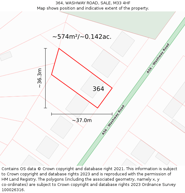 364, WASHWAY ROAD, SALE, M33 4HF: Plot and title map