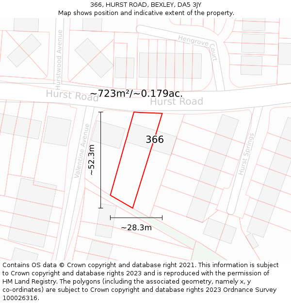 366, HURST ROAD, BEXLEY, DA5 3JY: Plot and title map