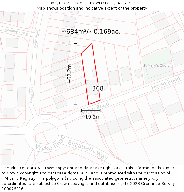 368, HORSE ROAD, TROWBRIDGE, BA14 7PB: Plot and title map