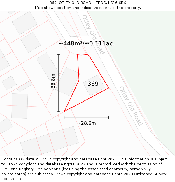 369, OTLEY OLD ROAD, LEEDS, LS16 6BX: Plot and title map