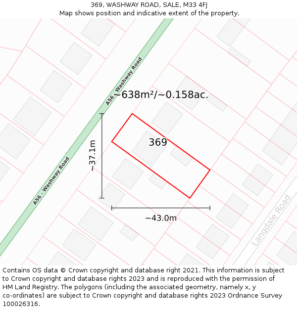 369, WASHWAY ROAD, SALE, M33 4FJ: Plot and title map