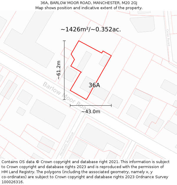 36A, BARLOW MOOR ROAD, MANCHESTER, M20 2GJ: Plot and title map