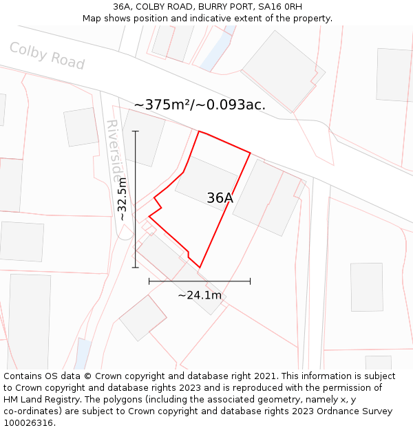 36A, COLBY ROAD, BURRY PORT, SA16 0RH: Plot and title map