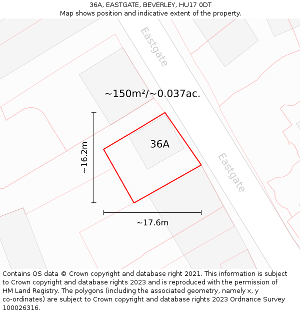36A, EASTGATE, BEVERLEY, HU17 0DT: Plot and title map