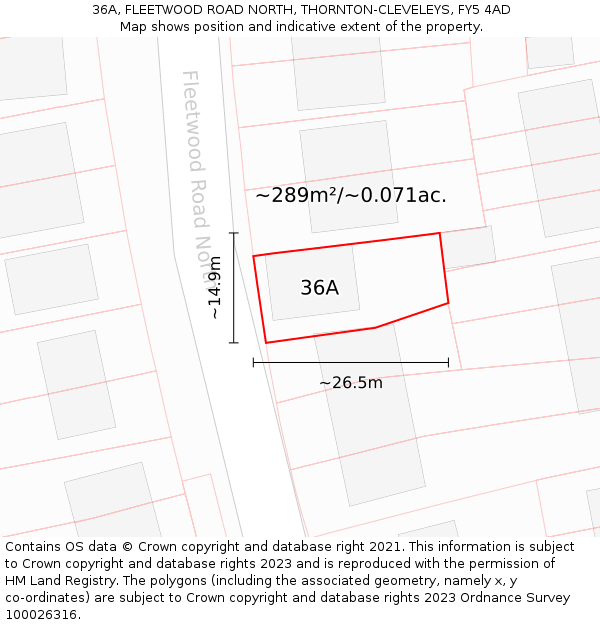 36A, FLEETWOOD ROAD NORTH, THORNTON-CLEVELEYS, FY5 4AD: Plot and title map