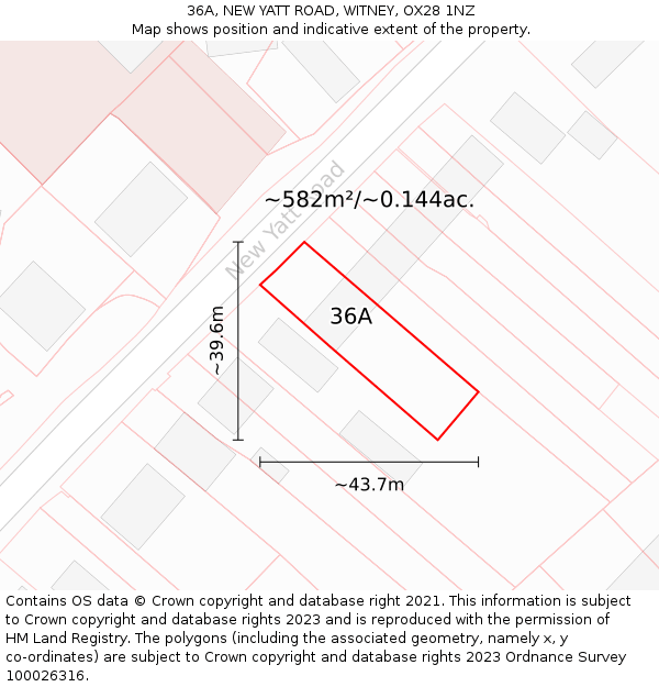 36A, NEW YATT ROAD, WITNEY, OX28 1NZ: Plot and title map