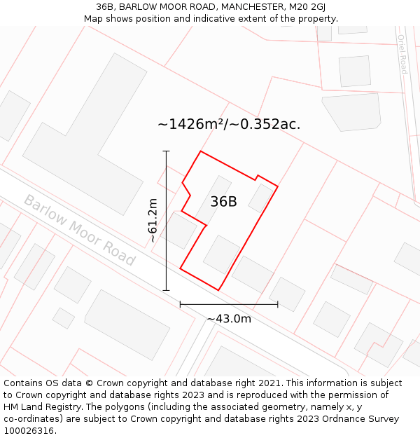 36B, BARLOW MOOR ROAD, MANCHESTER, M20 2GJ: Plot and title map