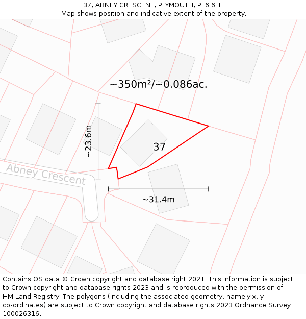 37, ABNEY CRESCENT, PLYMOUTH, PL6 6LH: Plot and title map