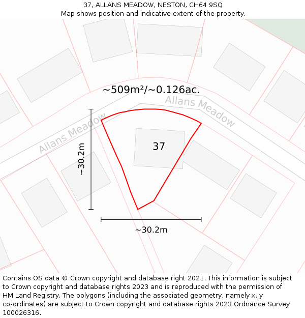 37, ALLANS MEADOW, NESTON, CH64 9SQ: Plot and title map