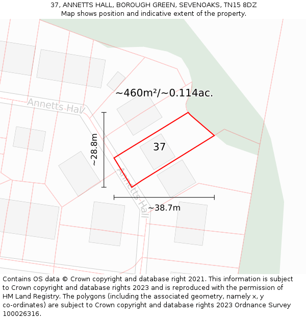 37, ANNETTS HALL, BOROUGH GREEN, SEVENOAKS, TN15 8DZ: Plot and title map