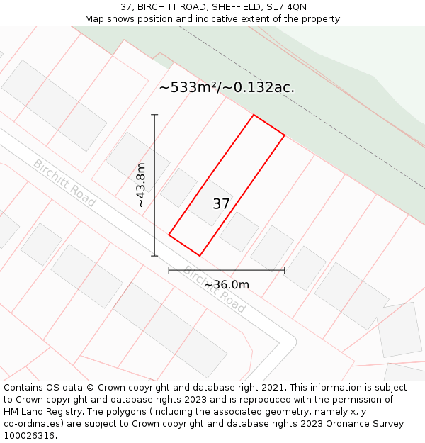 37, BIRCHITT ROAD, SHEFFIELD, S17 4QN: Plot and title map