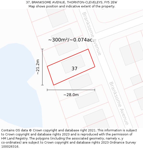 37, BRANKSOME AVENUE, THORNTON-CLEVELEYS, FY5 2EW: Plot and title map