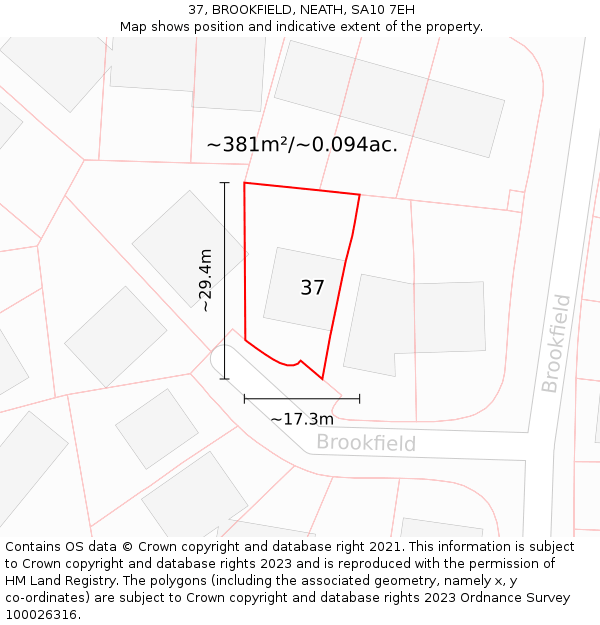 37, BROOKFIELD, NEATH, SA10 7EH: Plot and title map