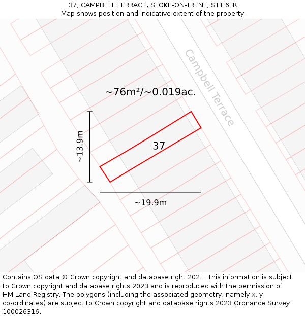37, CAMPBELL TERRACE, STOKE-ON-TRENT, ST1 6LR: Plot and title map