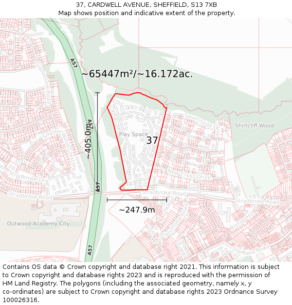 37, CARDWELL AVENUE, SHEFFIELD, S13 7XB: Plot and title map