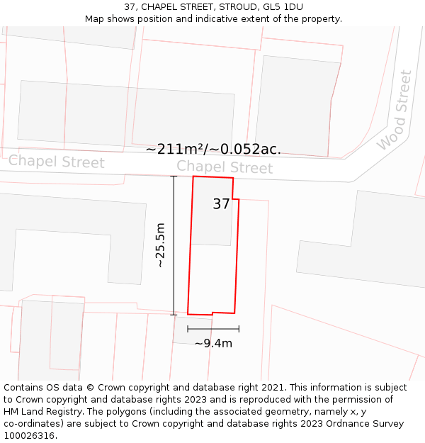 37, CHAPEL STREET, STROUD, GL5 1DU: Plot and title map