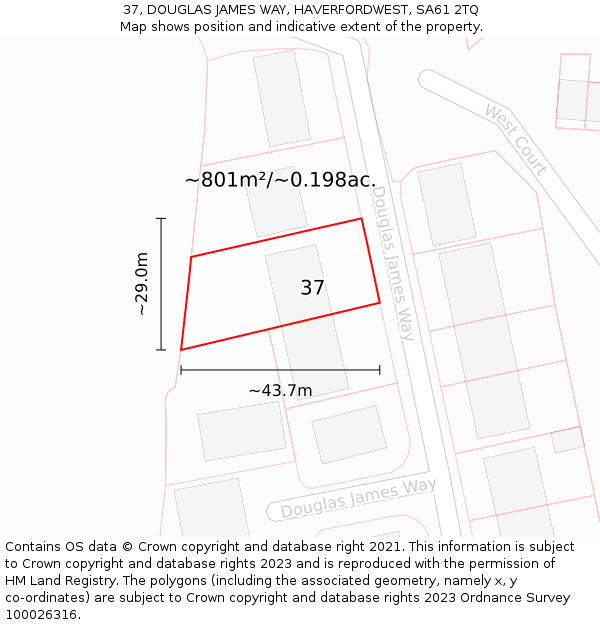 37, DOUGLAS JAMES WAY, HAVERFORDWEST, SA61 2TQ: Plot and title map