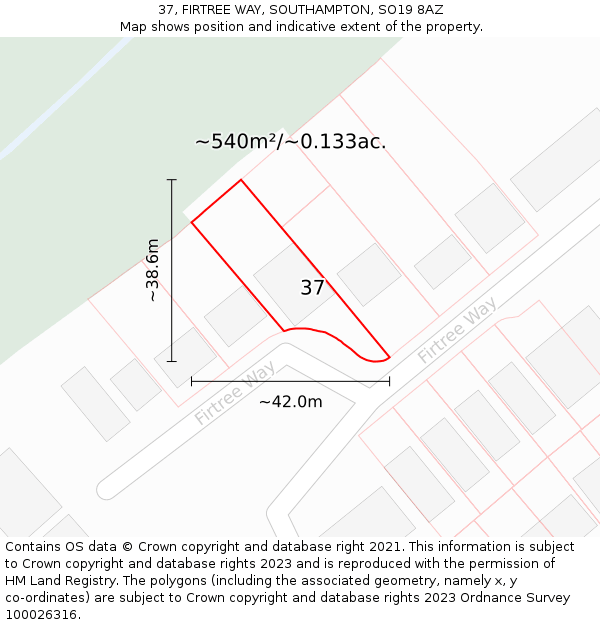 37, FIRTREE WAY, SOUTHAMPTON, SO19 8AZ: Plot and title map