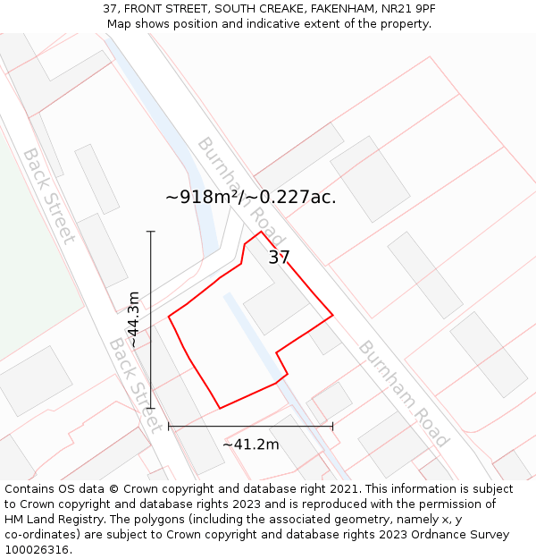 37, FRONT STREET, SOUTH CREAKE, FAKENHAM, NR21 9PF: Plot and title map