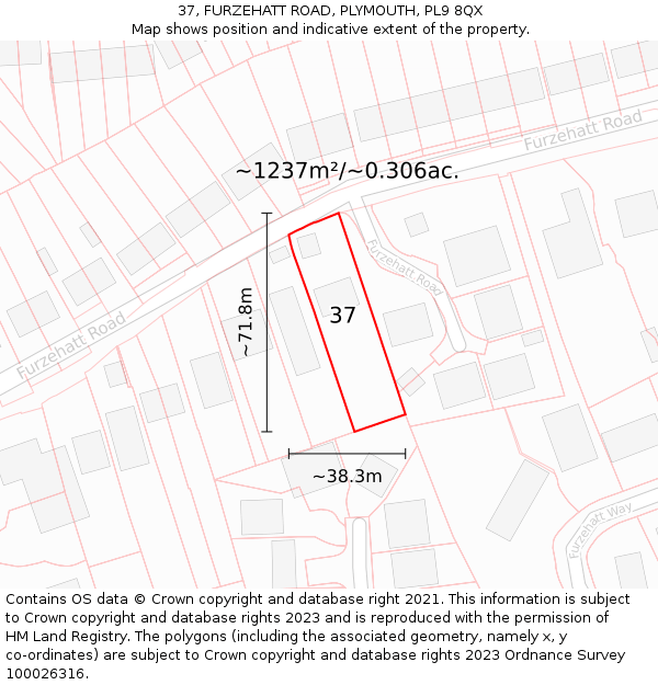 37, FURZEHATT ROAD, PLYMOUTH, PL9 8QX: Plot and title map