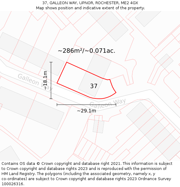 37, GALLEON WAY, UPNOR, ROCHESTER, ME2 4GX: Plot and title map