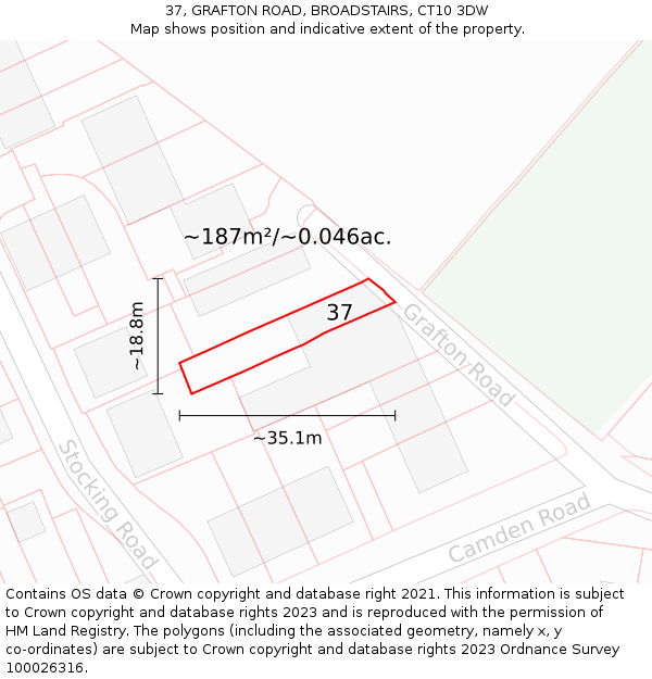 37, GRAFTON ROAD, BROADSTAIRS, CT10 3DW: Plot and title map