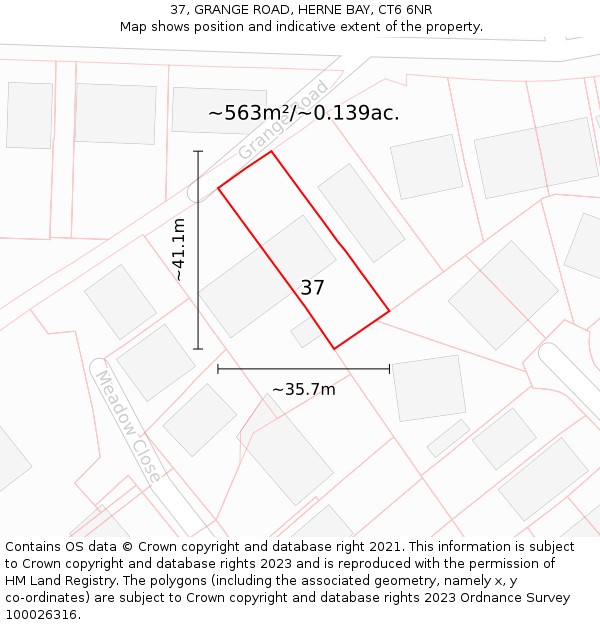 37, GRANGE ROAD, HERNE BAY, CT6 6NR: Plot and title map