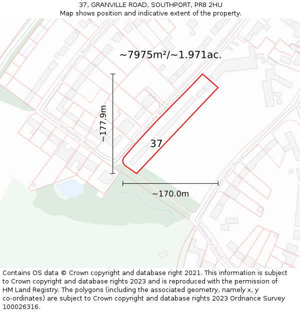 37, GRANVILLE ROAD, SOUTHPORT, PR8 2HU: Plot and title map