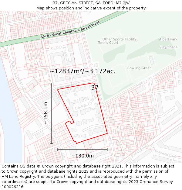 37, GRECIAN STREET, SALFORD, M7 2JW: Plot and title map