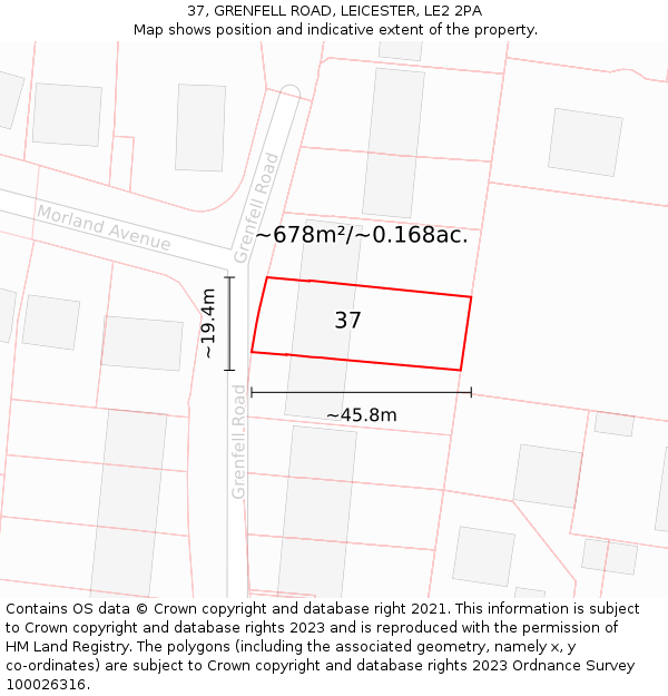 37, GRENFELL ROAD, LEICESTER, LE2 2PA: Plot and title map