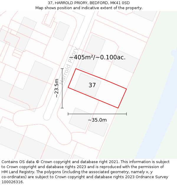 37, HARROLD PRIORY, BEDFORD, MK41 0SD: Plot and title map