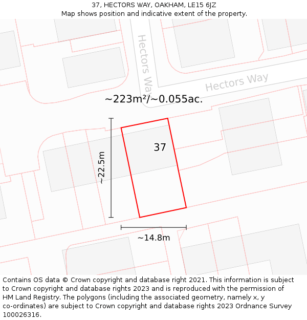 37, HECTORS WAY, OAKHAM, LE15 6JZ: Plot and title map